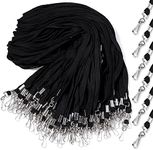 100 Pieces Black Lanyards Bulk, Premium Neck Lanyards with Swivel Hook Clips, Flat Neck Straps for ID Name Badge Holder Office School(Black)