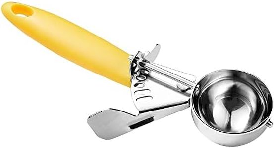 JUNADAEL J Portion Scoop, 2 OZ Cookie Scoop, 20 Cookie Dough Scoop, Disher Scoop, Yellow Handle, for Portion Control, Scoop Cookie Dough, Cupcake Batter, Ice Cream