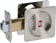 Delaney Hardware 370109 Satin Nickel Contemporary Privacy Square Pocket Door Lock with Edge Pulls and Color Coded Indicators, Satin Nickell Pocket Door Hardware, Pocket Door Lock, Sliding Door Lock