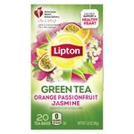 Lipton Green Tea Bags, Orange Passionfruit Jasmine 20 ct, 1.6 Oz Pack of 6