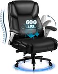 Big and Tall Office Chair 600lbs, Ergonomic Heavy Duty Executive Office Chair, High Back Leather Office Chair with Adjustable Armrests and Lumbar Support, Black Big Tall Office Chair for Heavy People