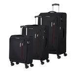 American Tourister Hyperspeed 4-Wheel Suitcase Set 3-Piece, Black (Jet Black), Standard Size, Luggage Sets