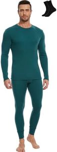 MERINNOVATION Merino Wool Base Layer Set for Men 100% Merino Wool Thermal Underwear Long Sleeve and Bottom Green 250 XL