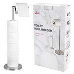 Toilet Roll Holder Free Standing | Bathroom Accessory | Stainless Steel Toilet Paper Roll Stand | Storage Dispenser Holds 5 Paper Rolls on Toilet Roll Stand