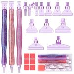 Snewvie Diamond Painting Pen Accessories Tools Set,3PCS Glitter Diamond Art Pen and 12Pcs Purple Metal Screw Thread Multi Placer Tips,Resin Diamond Painting Drill Pens for DIY Diamond Art