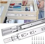 18 inch Drawer Slides 4 Pairs (8pcs) Soft Self Close 3 fold Full Extension Ball Bearing Drawer Slides Side Mount Drawer Slides 100 LB Capacity Drawer Slide 18" Silver