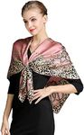 ANDANTINO 100% Pure Mulberry Silk Scarf 43" Large Square Lightweight Headscarf& Shawl–Women Hair Wraps-With Gift Packed, Leopard Print-pink, Large