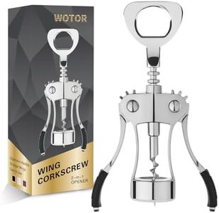 WOTOR Corkscrew Wine Opener, Zinc Alloy Wine Bottle Opener, Manual Multifunctional Wing Corkscrew for Waiters, Heavy Duty Wine Cork Remover, Silver