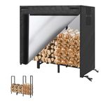 KYATE 4ft Firewood Rack Outdoor with Cover Fireplace Wood Storage Heavy Logs Stand Stacker Holder Strong Lumber Racks Outside for Courtyard Patio