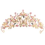 Princess Tiaras for Girls, Crystal Tiara Pearl Princess Crown Headband, Princess Tiara Headband for Birthday, Celebration, Holiday,Costume Party (A)