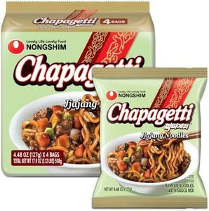 Nongshim Chapagetti Jjajang Noodles, Korean Jajangmyeon with Sweet and Savory Black Bean Sauce, Chewy Stir Fry Style Instant Noodles Korean Ramen, 4.48 oz (Pack of 10)