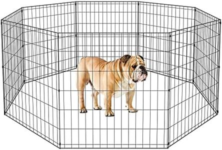 BestPet Tall Foldable Dog Playpen Crate Fence Pet Kennel Play Pen Exercise Cage 8 Panel Black (24")