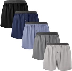 BAMBOO COOL Mens Boxer Shorts Underwear Soft Comfortable Breathable Knit Boxers Short for Men (5 Pack), Small