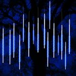 Vikdio Christmas Lights Outdoor, Meteor Shower Lights 50cm 10 Spiral Tubes 540 LEDs 3.15m Lit Length, Waterproof Snowfall Icicle Lights for Outdoor Xmas Decoration Party Tree Window (Blue)