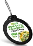 NutriChef 12 Inch Crepe Pan Non Stick, Ideal for Pancakes, Dosa & Tortillas, Hard-Anodized, Dishwasher Safe