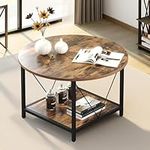 YITAHOME Round Coffee Table,Rustic 