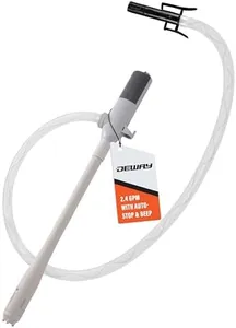 Deway Automatic Fuel Transfer Pump with Auto-Stop & Beep, AA Battery Powered, 39" Extra Long Hose, Portable Liquid Pump Transfers Gasoline, Water & More at 2.4 Gal/Minute