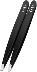 Tweezers for Facial Hair Women, Professional Precision Eyebrow Tweezers and Men, Sharp Stainless Steel Slanted Tip for Hair Removal, Eyebrows and Ingrown Hair, 2pc Set