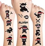 24 Sheets Ninja Temporary Tattoos, Ninja Warrior Birthday Decorations Party Favors