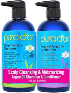 PURA D'OR Scalp Therapy Shampoo & Healing Conditioner Low Lather Set (16oz x 2) Hair Oil For Dry, Itchy Scalp - Hydrates & Nourishes Hair with Tea Tree, Argan Oil & Biotin, All Hair Types, Men Women