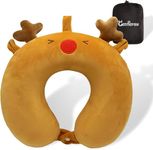 Travel Pillow - Christmas elk Neck Pillow for Adults, Kids, Children, Convenient & Portable U Shaped Neck Pillows, Memory Foam Airplane pillow for Home, Office, Camping, Travelling, Sleeping (ELK)