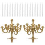 HOMSFOU 2pcs candle holder centerpiece candelabra candle stand chandelier candle holder gold decor wedding stuff capacillos para cupcake cake picks cake toppers Candles cake topper top hat