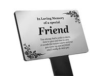 Special Friend Memorial Remembrance Plaque Stake - Gold/Silver/Copper Waterproof, Outdoor, Grave Marker, Tribute, Plant Marker (Silver)