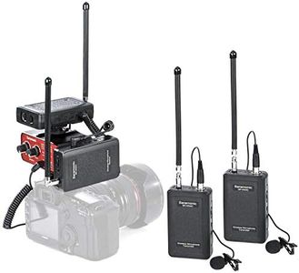 Saramonic VHF Dual Wireless Lavalier Microphone System 2 Transmitters, 2 Receivers and 1 Audio Mixer Compatible with Nikon Canon Sony Panasonic DSLR Cameras and Camcorders