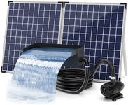 Biling Solar Pond Waterfall Kit, 50W 2100L/H Stainless Solar Powered Garden Waterfall for Small Pond 8inch Wide Complete Kit for 4000L Outdoor Garden Water Feature