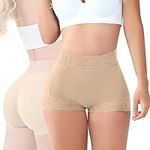 taolema Butt Lifting Panties, Women Lace Classic Daily Wear Body Shaper, Butt Lifter Shapewear Tummy Control Padded Panties, Beige, X-Large