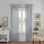 Elrene Home Fashions Jolie Crushed Semi-Sheer Window Curtain, Adjustable Tie-Top Single Panel, 52" x 108" (1 Panel), Soft Blue