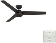 HUNTER FAN Ceiling Fan Protos 132 cm Indoor and Outdoor, and Wall Control, Premier Bronze, 3 Reversible Blades Fire Polished Wood and Premier Bronze Ideal for Summer or Winter, Model 51220