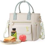 Deluxe Lunch Bag Women - Leakproof Insulated Lunch Box with Waterproof Multi Pocket Removable Strap for Work Picnic (04_Golden Wattle_Beige, Large 16.5L)