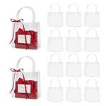 QYCX 40 Pcs Clear Gift Bags Clear PVC Gift Bags Small Plastic Tote Bags Transparent Gift Wrap Bags Reusable Waterproof Shopping Bags Party Gift Bags for Wedding Candy Bags Party Favor Shopping Retail Jewelry