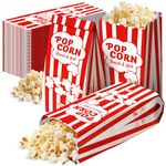 125 Pieces Popcorn Bags Individual Servings - 2 oz Vintage White and Red Stripe Kraft Paper Popcorn Bags for Popcorn Machine, Popcorn Sleeves for Party, Movie Nights, Carnival, and School Fair