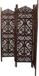 Rajasthani Arts Wooden Living Room Partition/Divider Room Separator for Home/Office Melamine Finish Brown S Design (5 Panel)