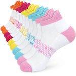 ouhos Womens Ladies Running Trainer Ankle Socks Anti Blister Walking Hiking Sports Socks Cushioned Work Support Cotton Socks for Womens 4-7 Multipack Breathable Cycling Athletic Socks 5 Pairs