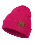 Kids Beanie Hat, Winter Toque for Boys Girls Toddler Children, Double Layer Knit Cap (Rose Red)