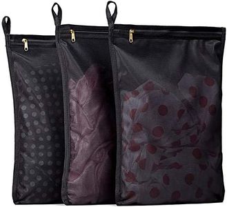 tenrai 3 Pack (3 Medium) Delicates Laundry Bags, Bra Fine Mesh Wash Bag, Use YKK Zipper, Have Hanger Loops, Zippered, Protect Best Clothes in The Washer (Black)