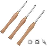 VEVOR Wood Lathe Chisel Set, 3 PCS Woodworking Turning Tools, Includes Square, Round, Diamond Carbide Blades, 20 cm Comfortable Grip Handles, Wood Chisel Set with Wooden Box For Turning Pens or Small