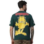 Free Authority Garfield Printed Loose Fit Green Cotton Men T-Shirt