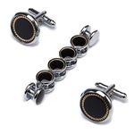 UJOY Cufflinks and Studs for Men on Tuxedo Shirts for Weddings, Dinner, Business, Comes in Gift-Box in Black XDS22 Black