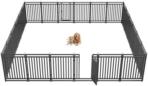 Petorldog Metal Dog Fence Outdoor for Yard Indoor Dog Playpen 40" Height 24 Panels Portable Puppy Playpen Pet Kennel Crate for RV Camping(Black-Silver)