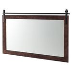 CASART Decorative Wall Mirror, Rustic Farmhouse Wall Mounted Hanging Mirror, Explosion-proof Barn Door Style Rectangle Vanity Mirror for Living Room Bedroom Bathroom Dressing Room (Walnut, 101 x 66cm)