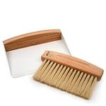 A&J Koti Table Crumb Sweeper - Small Mini Metal Dustpan and Hand Brush Combo Set - Wood Crumber for Servers, Restaurants, Home and Kitchen - Crumb Cleaning Set