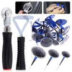 Glarks 26Pcs Tire Repair Patch Tool Kit Including 1Pc Tire Patch Roller, 1Pc Tire Inner Liner Scraper and 24Pcs 4mm/6mm/9mm Tire Repair Patch Plug for Car, Motorcycle, Electric Vehicle Repairing