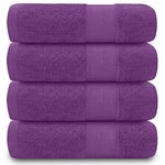 GC GAVENO CAVAILIA 4 Pk Small Gym Towel Super Absorbent Cloth, 700 GSM Towel Set Egyptian Cotton Hairdressing Towel, Quick Drying Towel Sets Bathroom, Spa, Salon, Tennis Towel, Purple