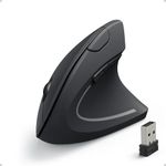 Anker 2.4G Wireless Vertical Ergonomic Optical Mouse, 800/1200 /1600 DPI, 5 Buttons for Laptop, Desktop, PC, Macbook - Black