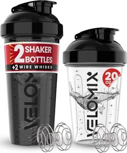 VELOMIX -2 Pack- 20&28 oz Protein Shaker Bottles for Protein Mixes - 2x Wire Whisk | Leak Proof Shaker Cups for Protein Shakes | Protein Shaker Bottle Pack | Shakers for Protein Shakes-Small&Large