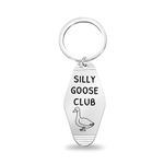 CENWA Silly Goose Club Motel Keychain Silly Goose Dad Goose Purse Charm Tag Coworker Gift, Grey